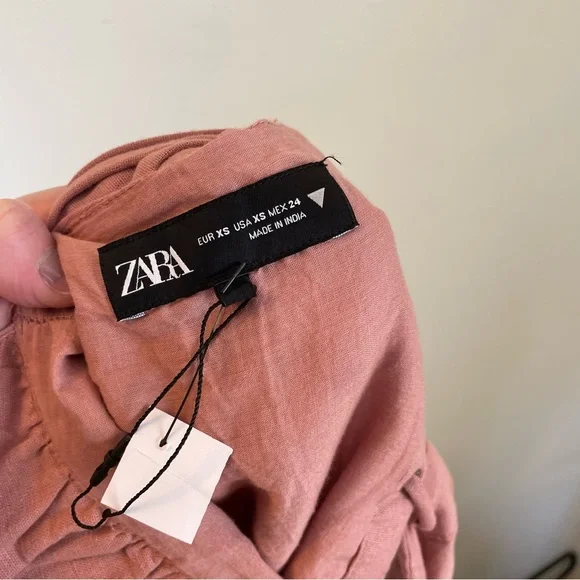 Zara | Linen Mauve Fit & Flare Dress | Size XS - Picture 11 of 13